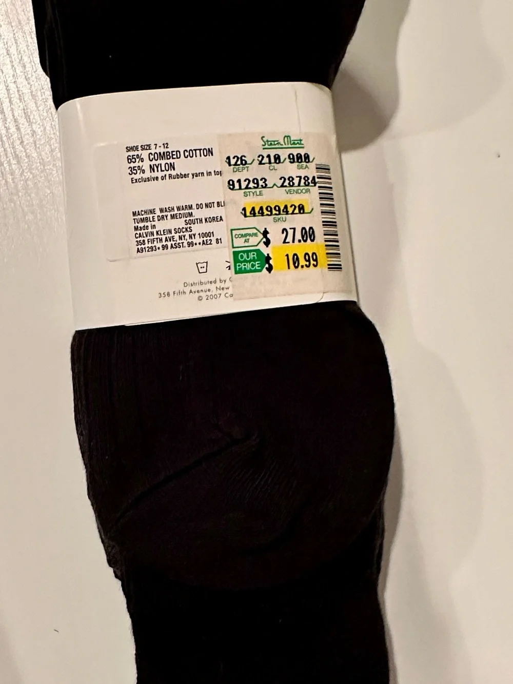 NWT Calvin Klein Men's Black Cotton Blend Socks - 3 Pack